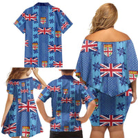 Fiji Masi Tapa Family Matching Off Shoulder Short Dress and Hawaiian Shirt Coat Of Arms LT05 - Polynesian Pride