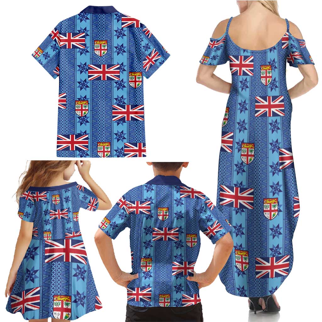 Fiji Masi Tapa Family Matching Summer Maxi Dress and Hawaiian Shirt Coat Of Arms LT05 - Polynesian Pride