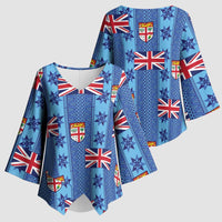 Fiji Masi Tapa Kimono Sleeve Blouse Coat Of Arms - Polynesian Pride