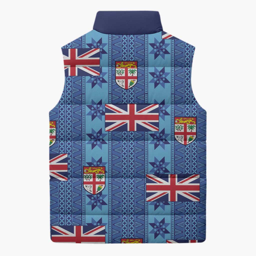 Fiji Masi Tapa Sleeveless Puffer Jacket Coat Of Arms - Polynesian Pride