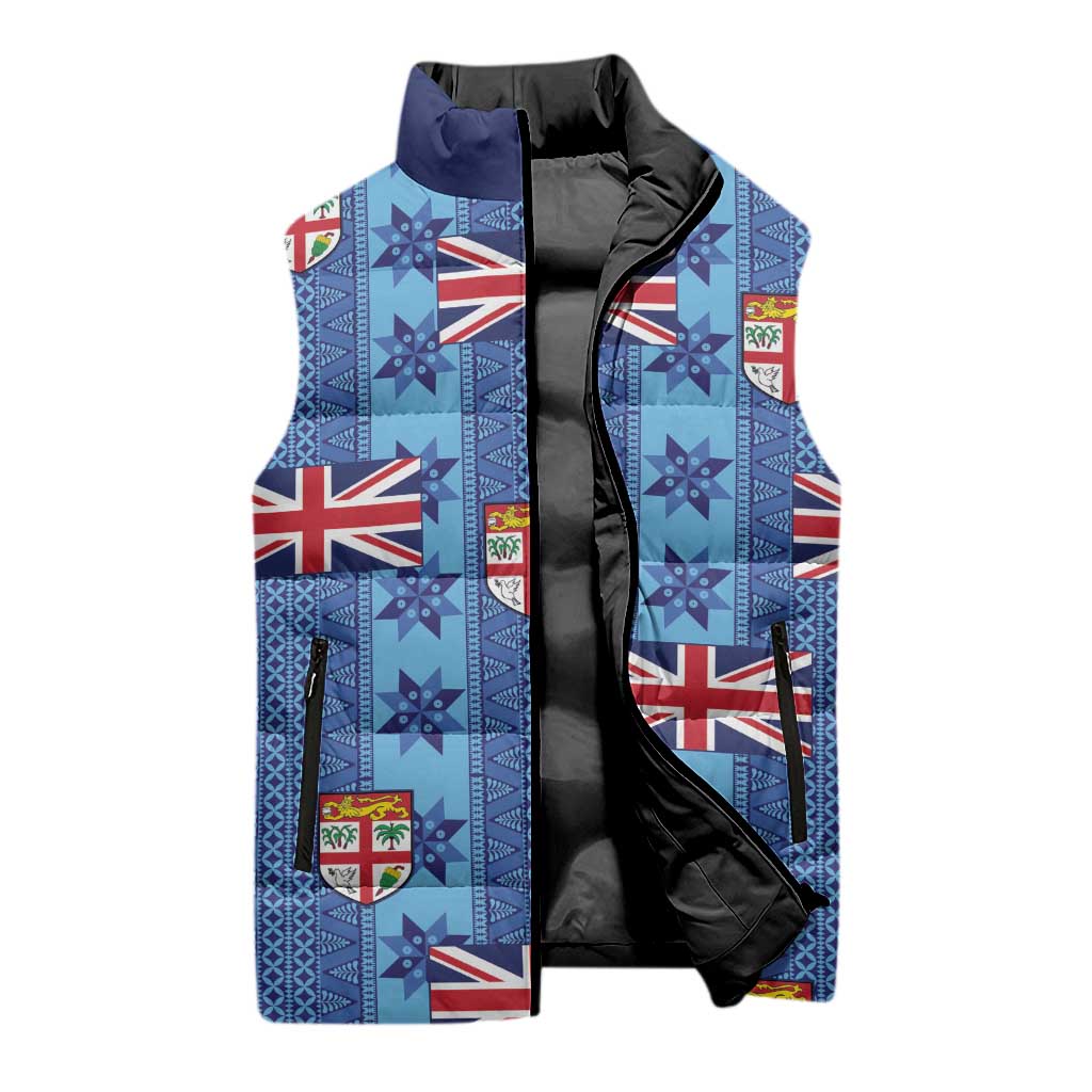 Fiji Masi Tapa Sleeveless Puffer Jacket Coat Of Arms - Polynesian Pride