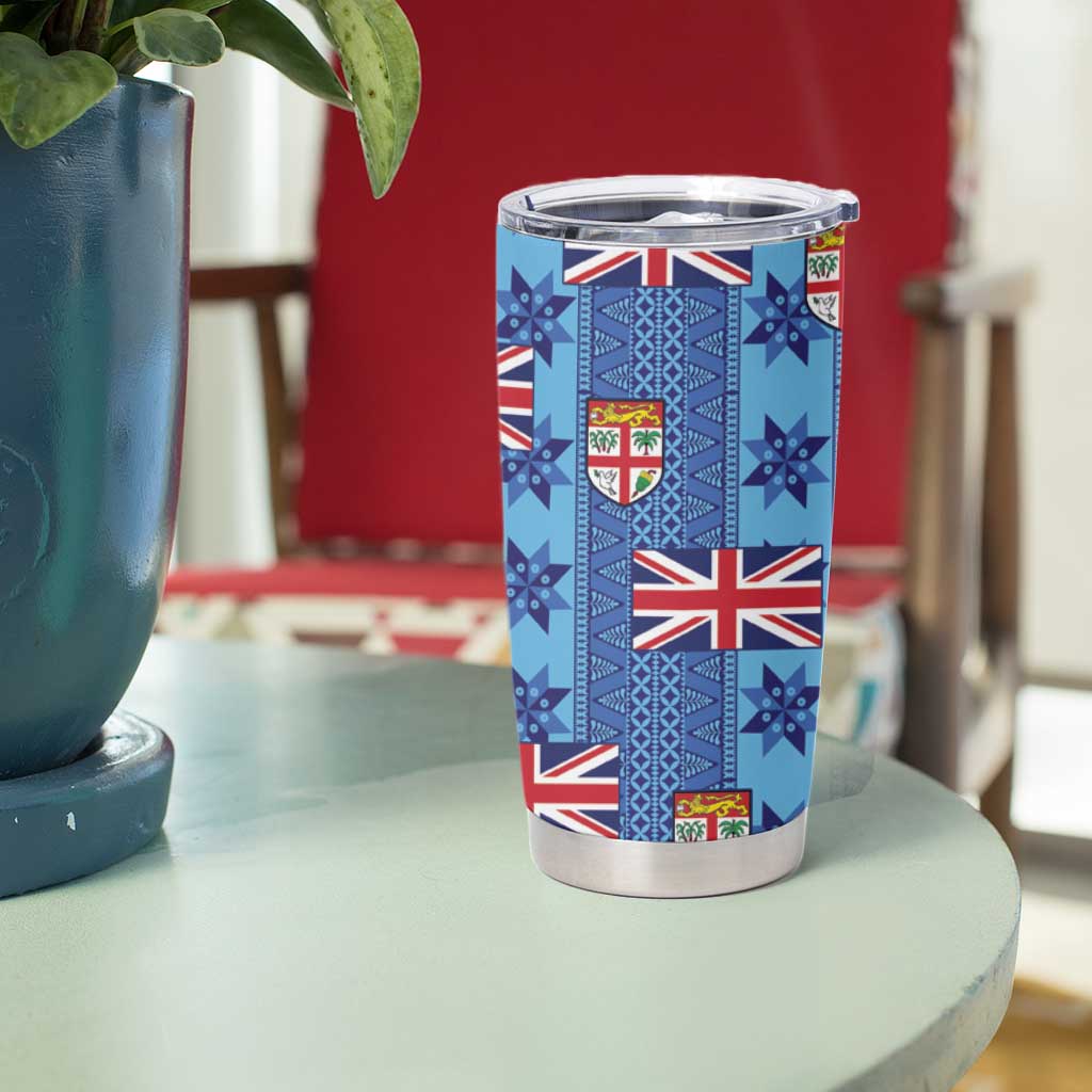 Fiji Masi Tapa Tumbler Cup Coat Of Arms - Polynesian Pride