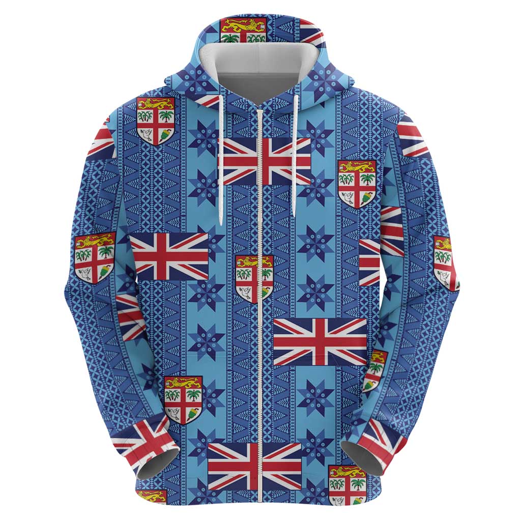 Fiji Masi Tapa Zip Hoodie Coat Of Arms - Polynesian Pride