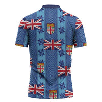 Fiji Masi Tapa Zipper Polo Shirt Coat Of Arms - Polynesian Pride