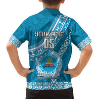 Custom Lavengamalie College Family Matching Off Shoulder Long Sleeve Dress and Hawaiian Shirt Tongan Kupesi Pattern LT05 - Polynesian Pride