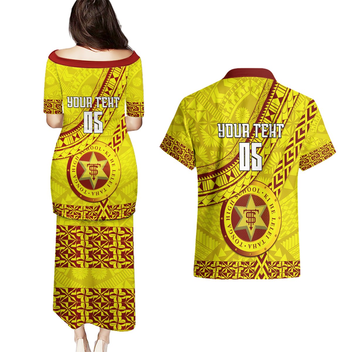 custom-tonga-high-school-couples-matching-puletasi-dress-and-hawaiian-shirt-tongan-kupesi-pattern