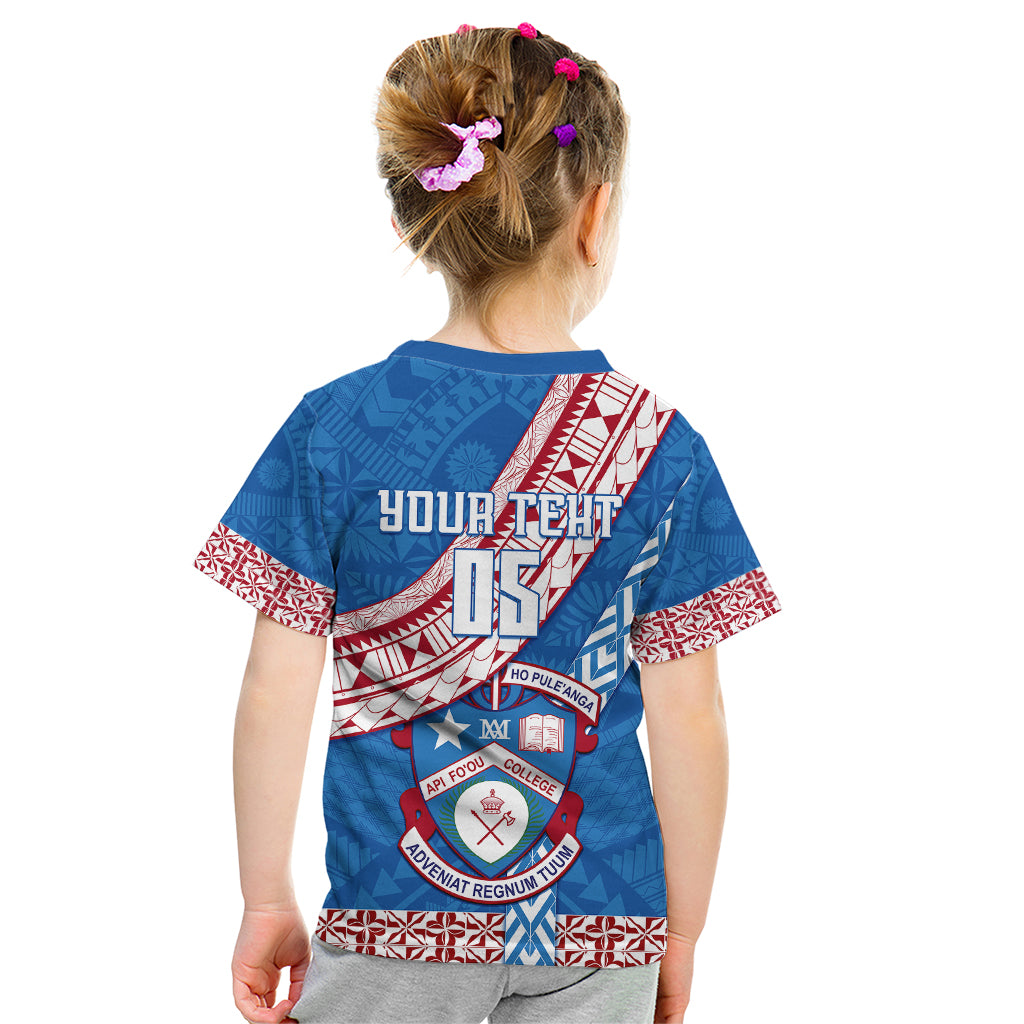 Custom Apifoou College Kid T Shirt Tongan Kupesi Pattern LT05 - Polynesian Pride