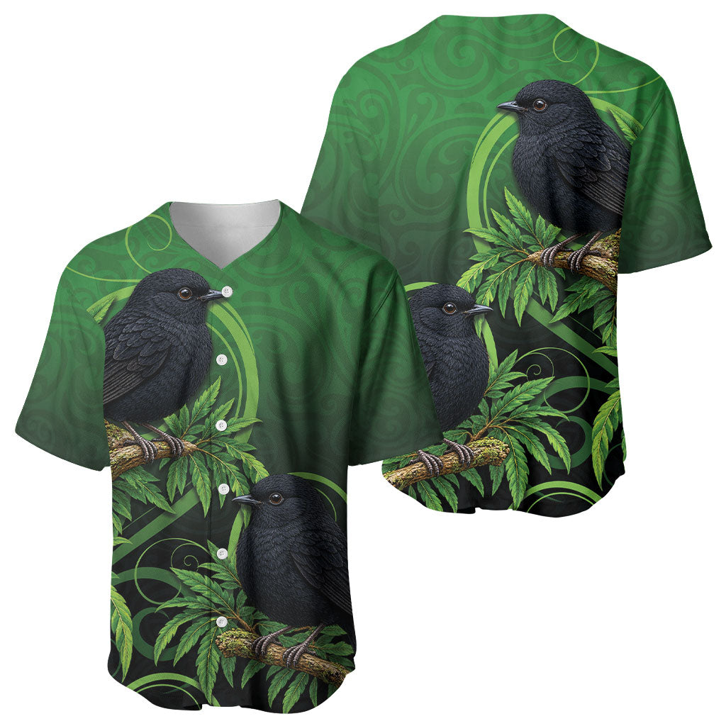 New Zealand Black Robin Baseball Jersey Karure Maori Koru Art Tattoo LT05 - Polynesian Pride