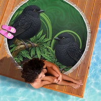 New Zealand Black Robin Beach Blanket Karure Maori Koru Art Tattoo LT05 - Polynesian Pride