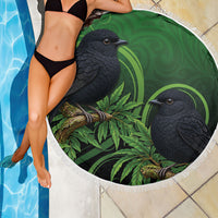 New Zealand Black Robin Beach Blanket Karure Maori Koru Art Tattoo LT05 - Polynesian Pride
