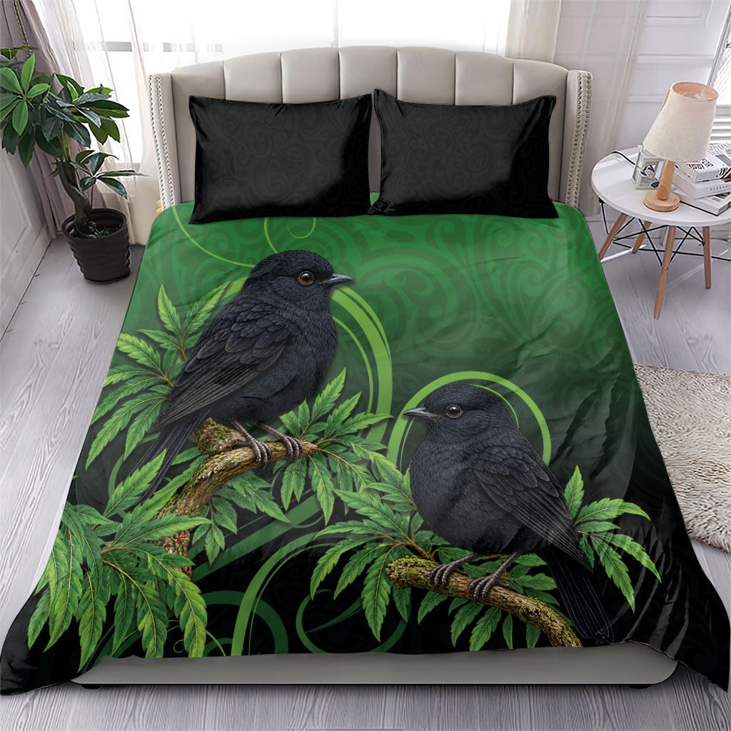 New Zealand Black Robin Bedding Set Karure Maori Koru Art Tattoo LT05 - Polynesian Pride
