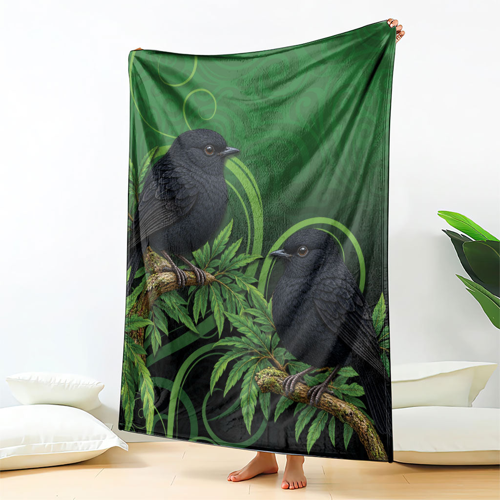 New Zealand Black Robin Blanket Karure Maori Koru Art Tattoo LT05 - Polynesian Pride