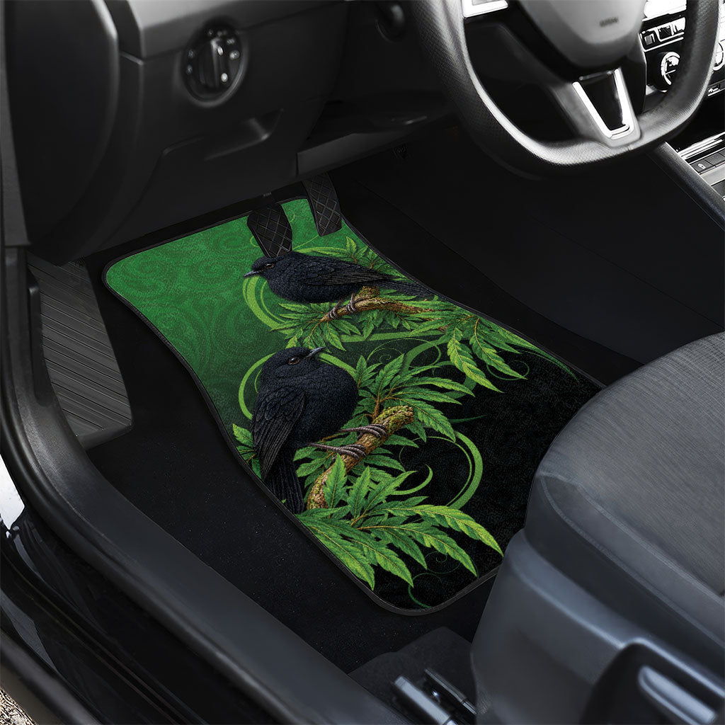 New Zealand Black Robin Car Mats Karure Maori Koru Art Tattoo LT05 - Polynesian Pride