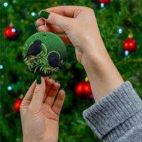 New Zealand Black Robin Ceramic Ornament Karure Maori Koru Art Tattoo LT05 - Polynesian Pride
