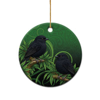 New Zealand Black Robin Ceramic Ornament Karure Maori Koru Art Tattoo LT05 - Polynesian Pride