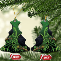 New Zealand Black Robin Ceramic Ornament Karure Maori Koru Art Tattoo LT05 Christmas Tree Green - Polynesian Pride