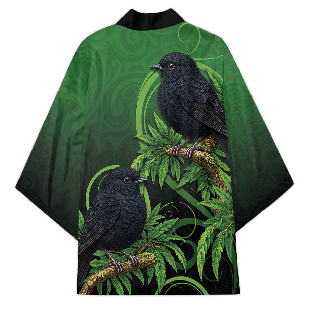 New Zealand Black Robin Kimono Karure Maori Koru Art Tattoo LT05 - Polynesian Pride