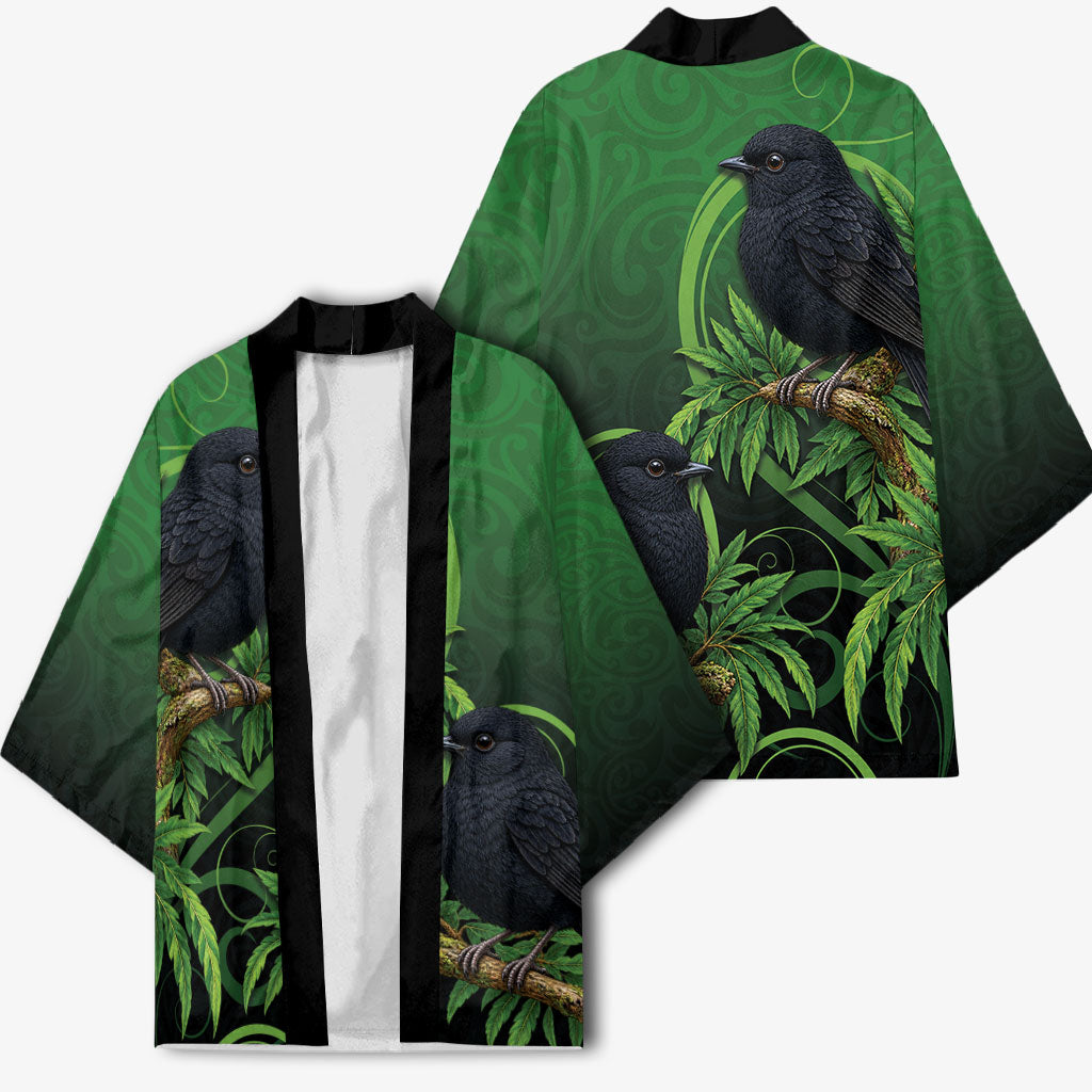New Zealand Black Robin Kimono Karure Maori Koru Art Tattoo LT05 - Polynesian Pride