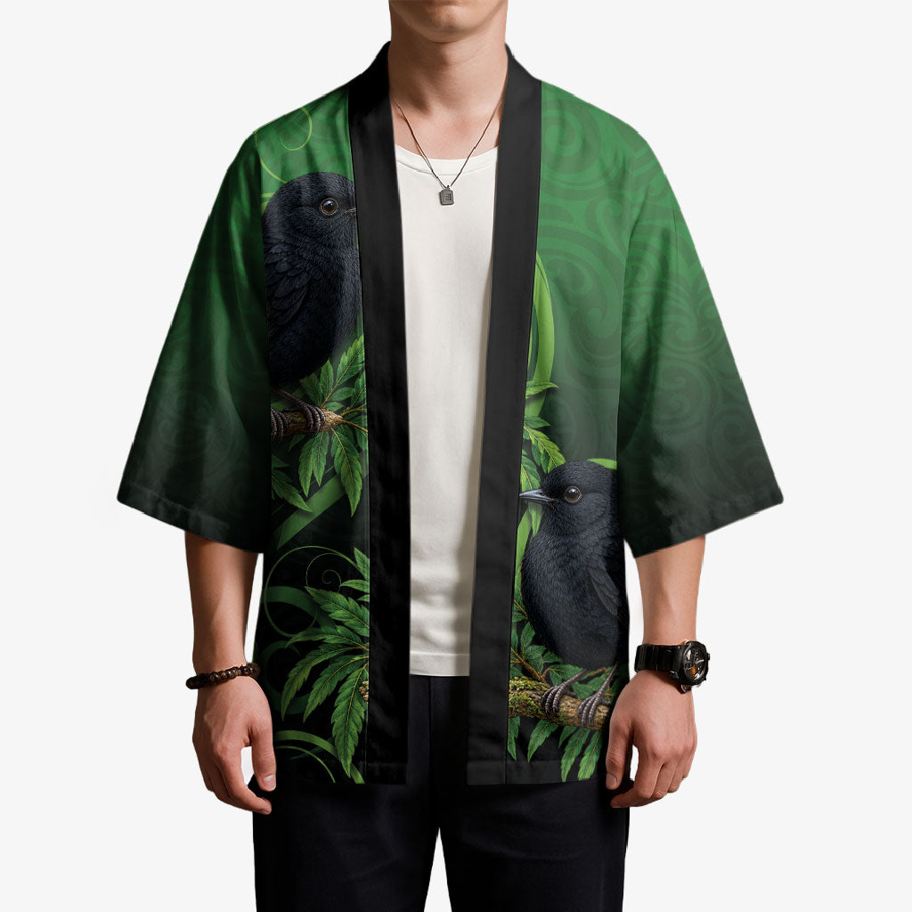 New Zealand Black Robin Kimono Karure Maori Koru Art Tattoo LT05 - Polynesian Pride