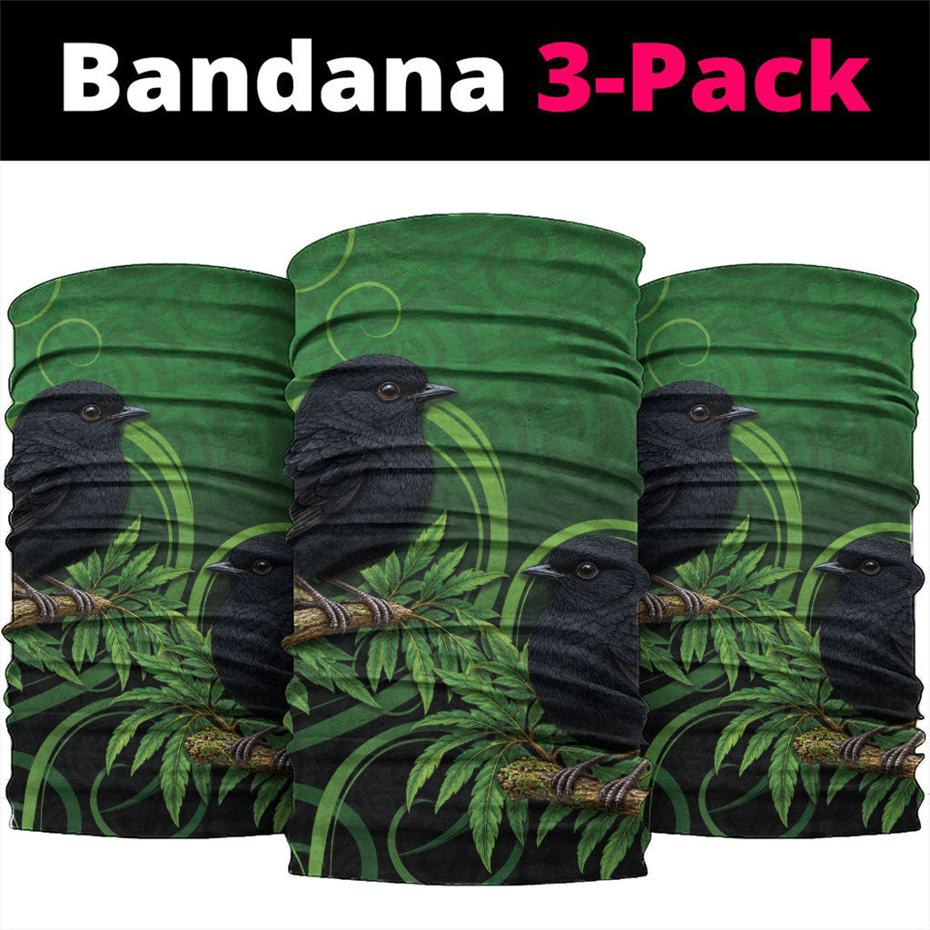 New Zealand Black Robin Neck Gaiter Karure Maori Koru Art Tattoo LT05 package One Size: 25*50cm Green - Polynesian Pride
