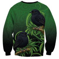 New Zealand Black Robin Sweatshirt Karure Maori Koru Art Tattoo LT05 - Polynesian Pride