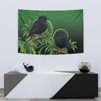 New Zealand Black Robin Tapestry Karure Maori Koru Art Tattoo LT05 - Polynesian Pride