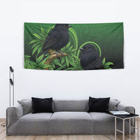 New Zealand Black Robin Tapestry Karure Maori Koru Art Tattoo LT05 - Polynesian Pride