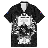 New Zealand Rugby Family Matching Mermaid Dress and Hawaiian Shirt The Haka With Champions Cup LT05 Dad's Shirt - Short Sleeve Black - Polynesian Pride