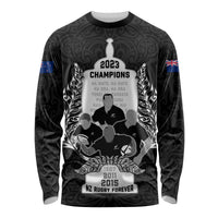 New Zealand Rugby Long Sleeve Shirt The Haka With Champions Cup LT05 Unisex Black - Polynesian Pride