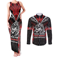Aotearoa Mana Maori Couples Matching Tank Maxi Dress and Long Sleeve Button Shirt Toitu Te Tiriti