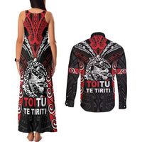 Aotearoa Mana Maori Couples Matching Tank Maxi Dress and Long Sleeve Button Shirt Toitu Te Tiriti