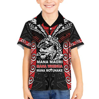 Aotearoa Mana Maori Family Matching Long Sleeve Bodycon Dress and Hawaiian Shirt Toitu Te Tiriti LT05 Son's Shirt Black - Polynesian Pride