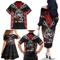 Aotearoa Mana Maori Family Matching Off The Shoulder Long Sleeve Dress and Hawaiian Shirt Toitu Te Tiriti LT05 - Polynesian Pride