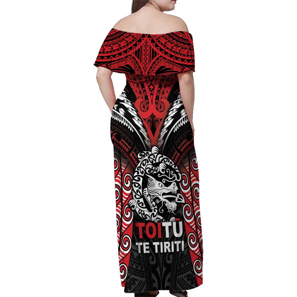 Aotearoa Mana Maori Family Matching Off Shoulder Maxi Dress and Hawaiian Shirt Toitu Te Tiriti LT05 - Polynesian Pride