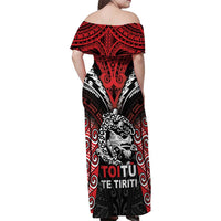 Aotearoa Mana Maori Family Matching Off Shoulder Maxi Dress and Hawaiian Shirt Toitu Te Tiriti LT05 - Polynesian Pride