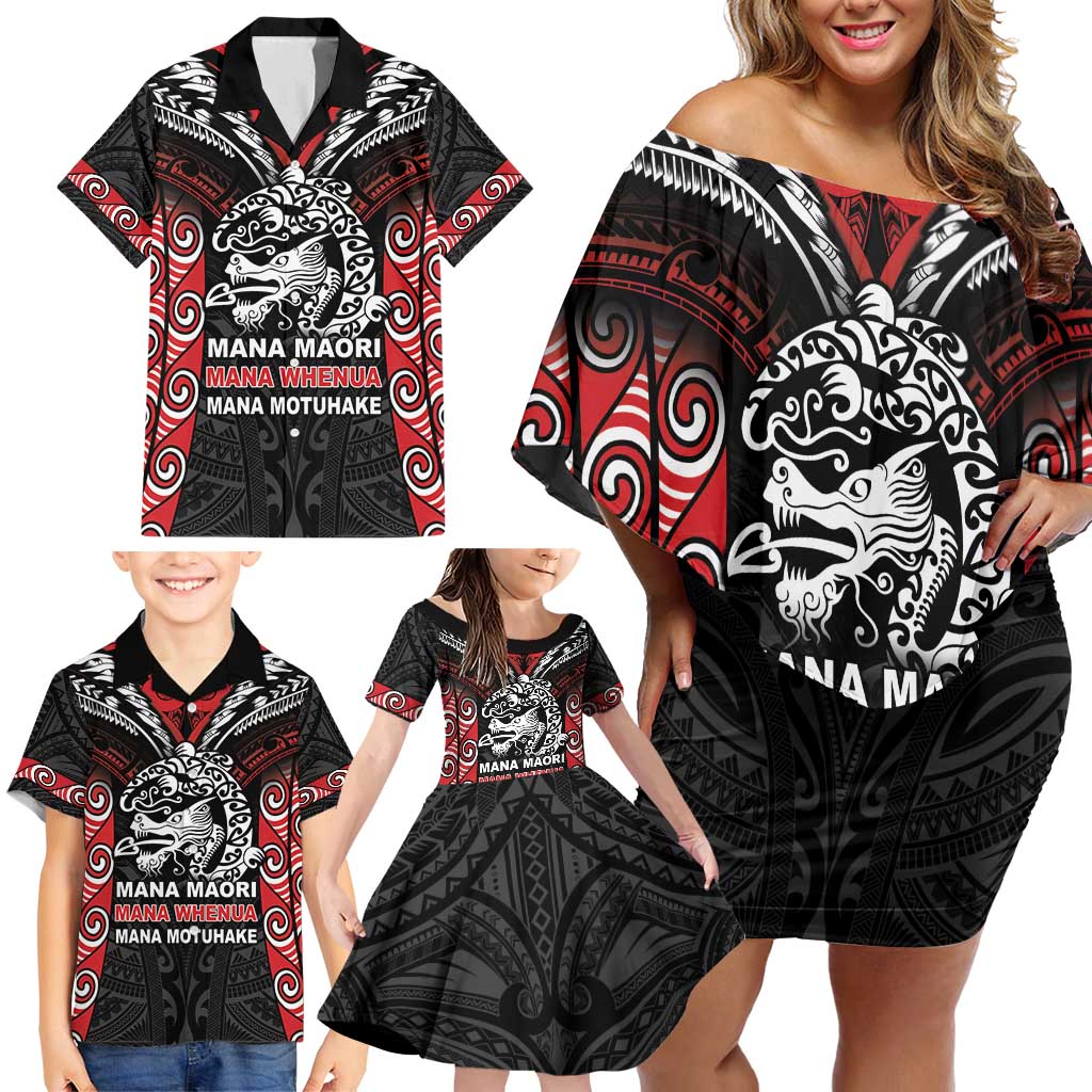 Aotearoa Mana Maori Family Matching Off Shoulder Short Dress and Hawaiian Shirt Toitu Te Tiriti LT05 - Polynesian Pride