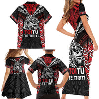 Aotearoa Mana Maori Family Matching Short Sleeve Bodycon Dress and Hawaiian Shirt Toitu Te Tiriti LT05 - Polynesian Pride