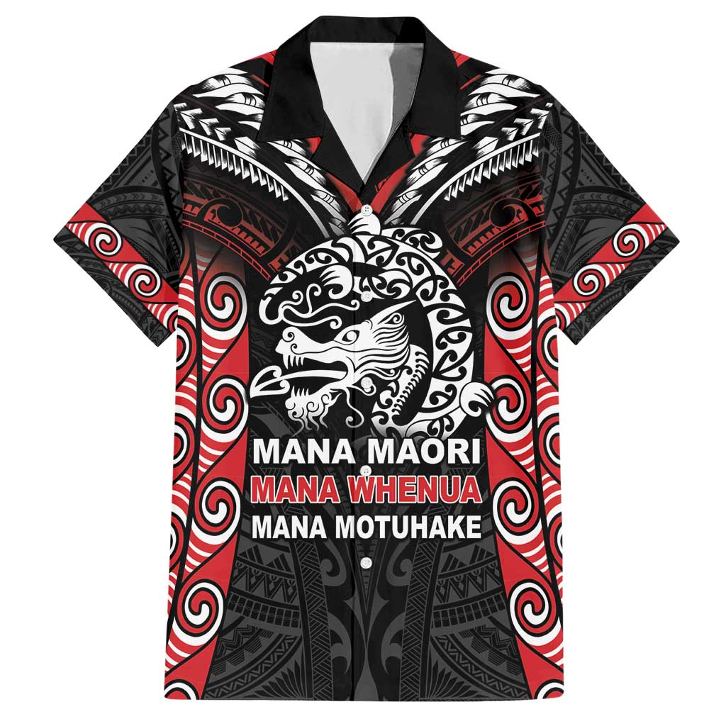 Aotearoa Mana Maori Family Matching Short Sleeve Bodycon Dress and Hawaiian Shirt Toitu Te Tiriti LT05 Dad's Shirt - Short Sleeve Black - Polynesian Pride