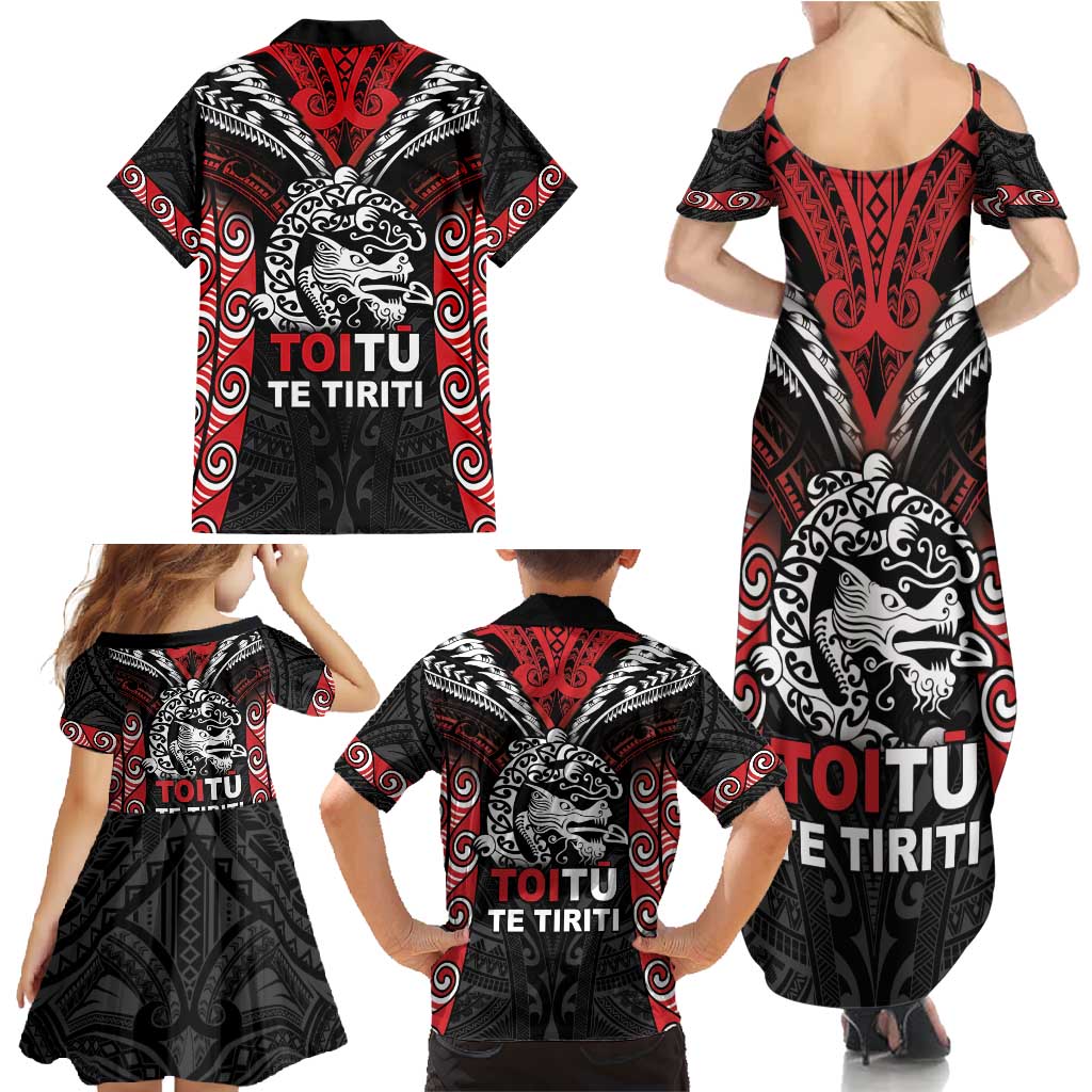 Aotearoa Mana Maori Family Matching Summer Maxi Dress and Hawaiian Shirt Toitu Te Tiriti LT05 - Polynesian Pride