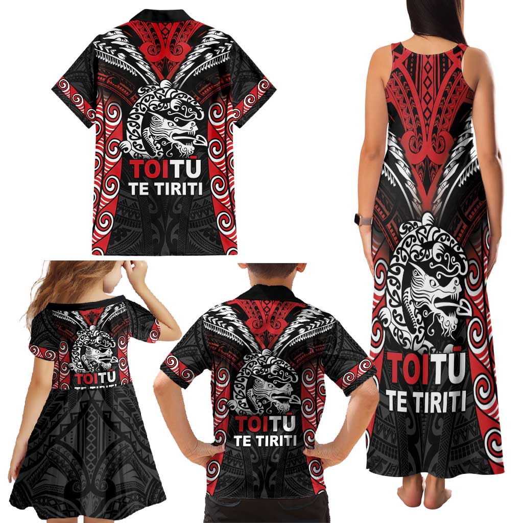 Aotearoa Mana Maori Family Matching Tank Maxi Dress and Hawaiian Shirt Toitu Te Tiriti LT05 - Polynesian Pride