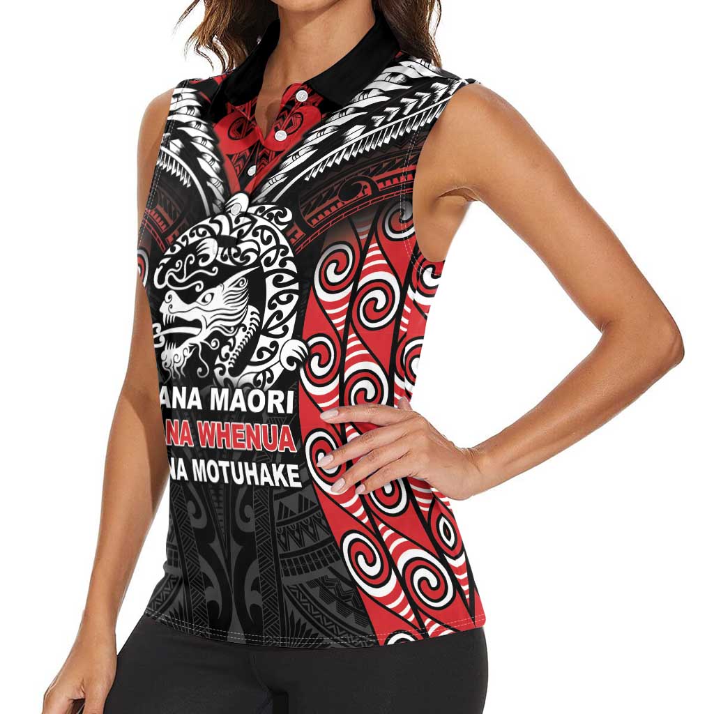 Aotearoa Mana Maori Women Sleeveless Polo Shirt Toitu Te Tiriti