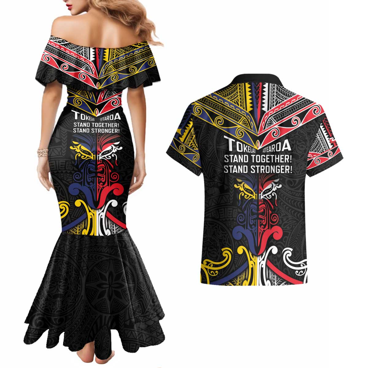 Tokelau And Aotearoa Couples Matching Mermaid Dress and Hawaiian Shirt Together For Te Tiriti O Waitangi LT05 - Polynesian Pride