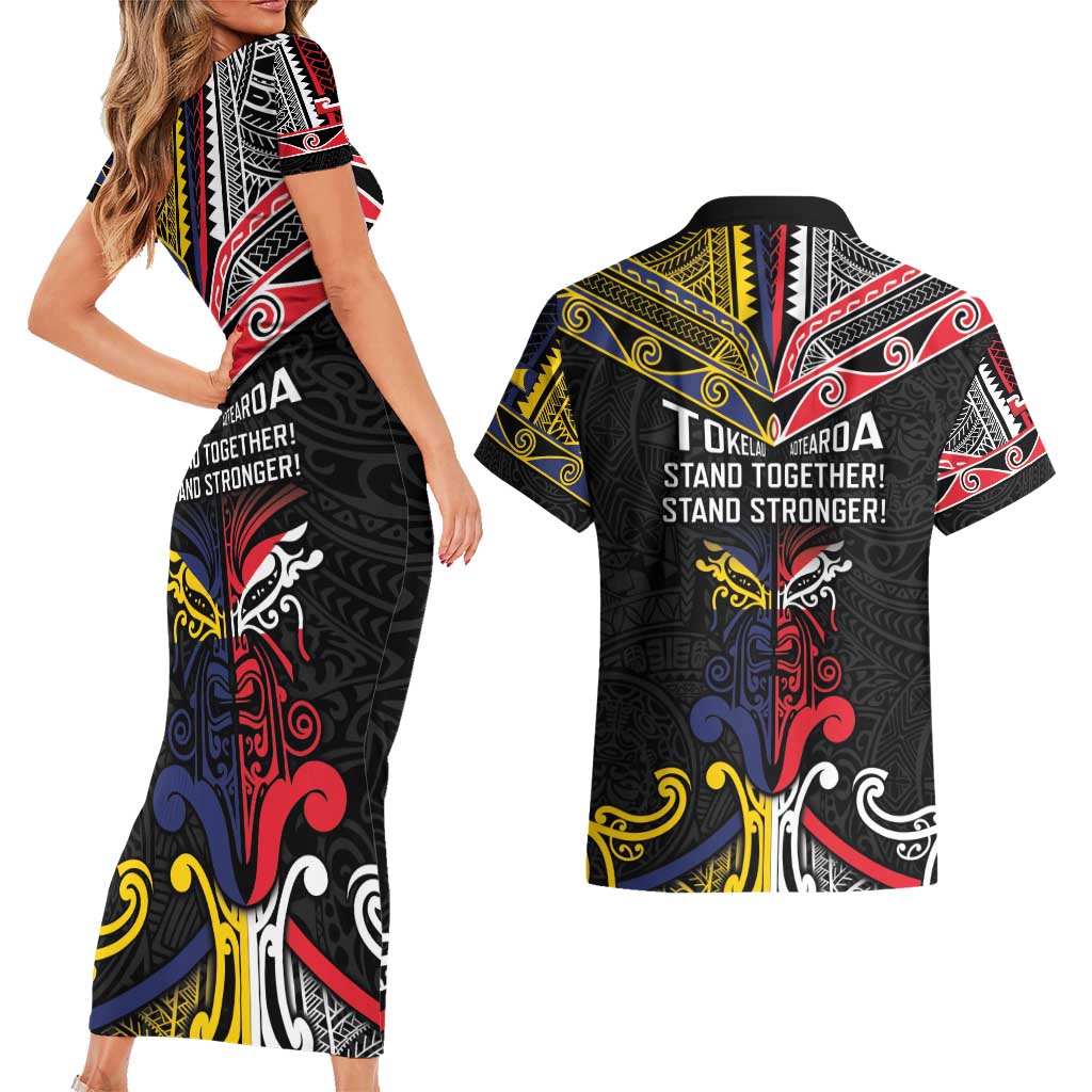 Tokelau And Aotearoa Couples Matching Short Sleeve Bodycon Dress and Hawaiian Shirt Together For Te Tiriti O Waitangi LT05 - Polynesian Pride