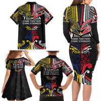 Tokelau And Aotearoa Family Matching Long Sleeve Bodycon Dress and Hawaiian Shirt Together For Te Tiriti O Waitangi LT05 - Polynesian Pride