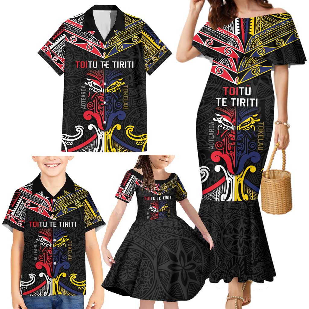 Tokelau And Aotearoa Family Matching Mermaid Dress and Hawaiian Shirt Together For Te Tiriti O Waitangi LT05 - Polynesian Pride