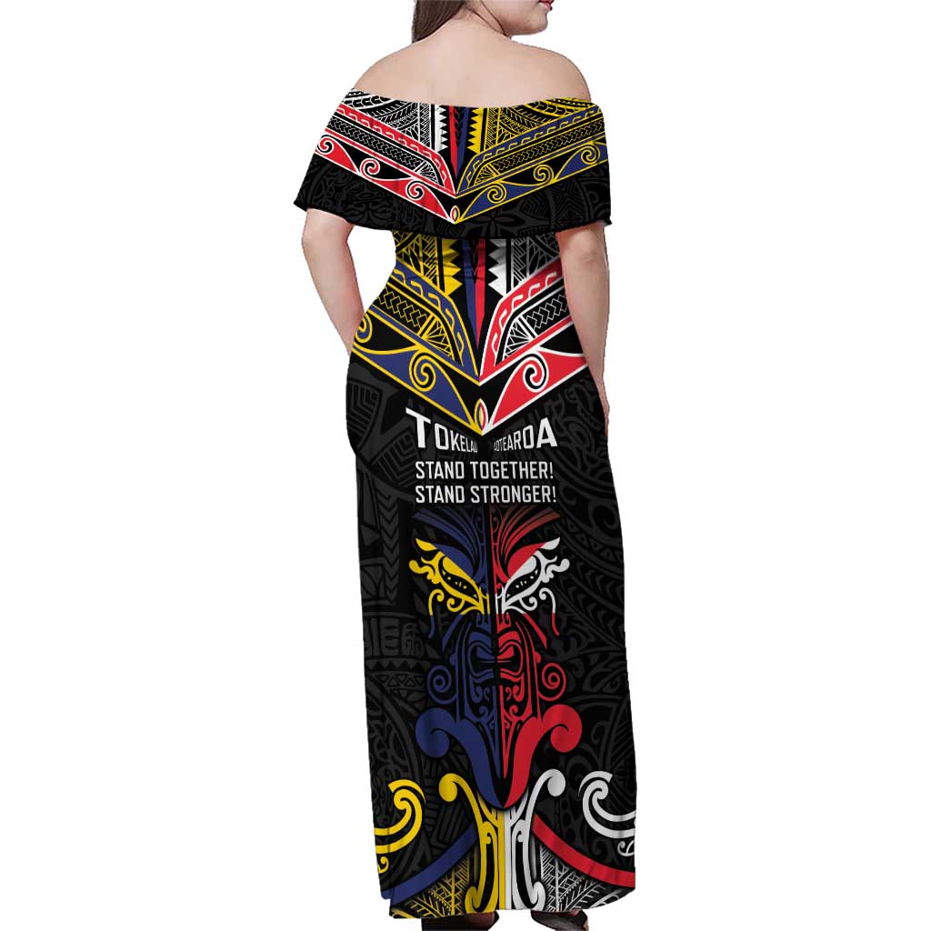 Tokelau And Aotearoa Family Matching Off Shoulder Maxi Dress and Hawaiian Shirt Together For Te Tiriti O Waitangi LT05 - Polynesian Pride