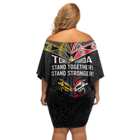Tokelau And Aotearoa Family Matching Off Shoulder Short Dress and Hawaiian Shirt Together For Te Tiriti O Waitangi LT05 - Polynesian Pride