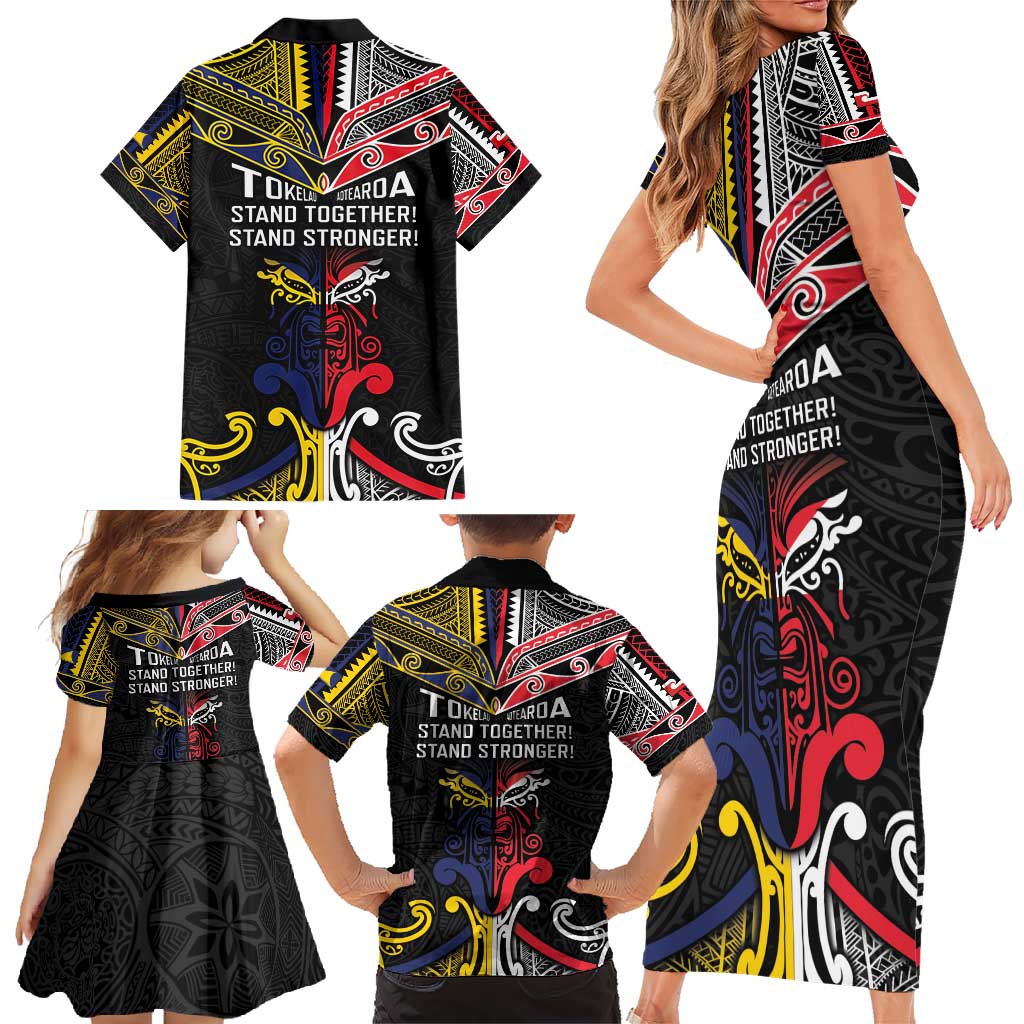 Tokelau And Aotearoa Family Matching Short Sleeve Bodycon Dress and Hawaiian Shirt Together For Te Tiriti O Waitangi LT05 - Polynesian Pride