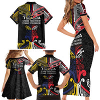 Tokelau And Aotearoa Family Matching Short Sleeve Bodycon Dress and Hawaiian Shirt Together For Te Tiriti O Waitangi LT05 - Polynesian Pride