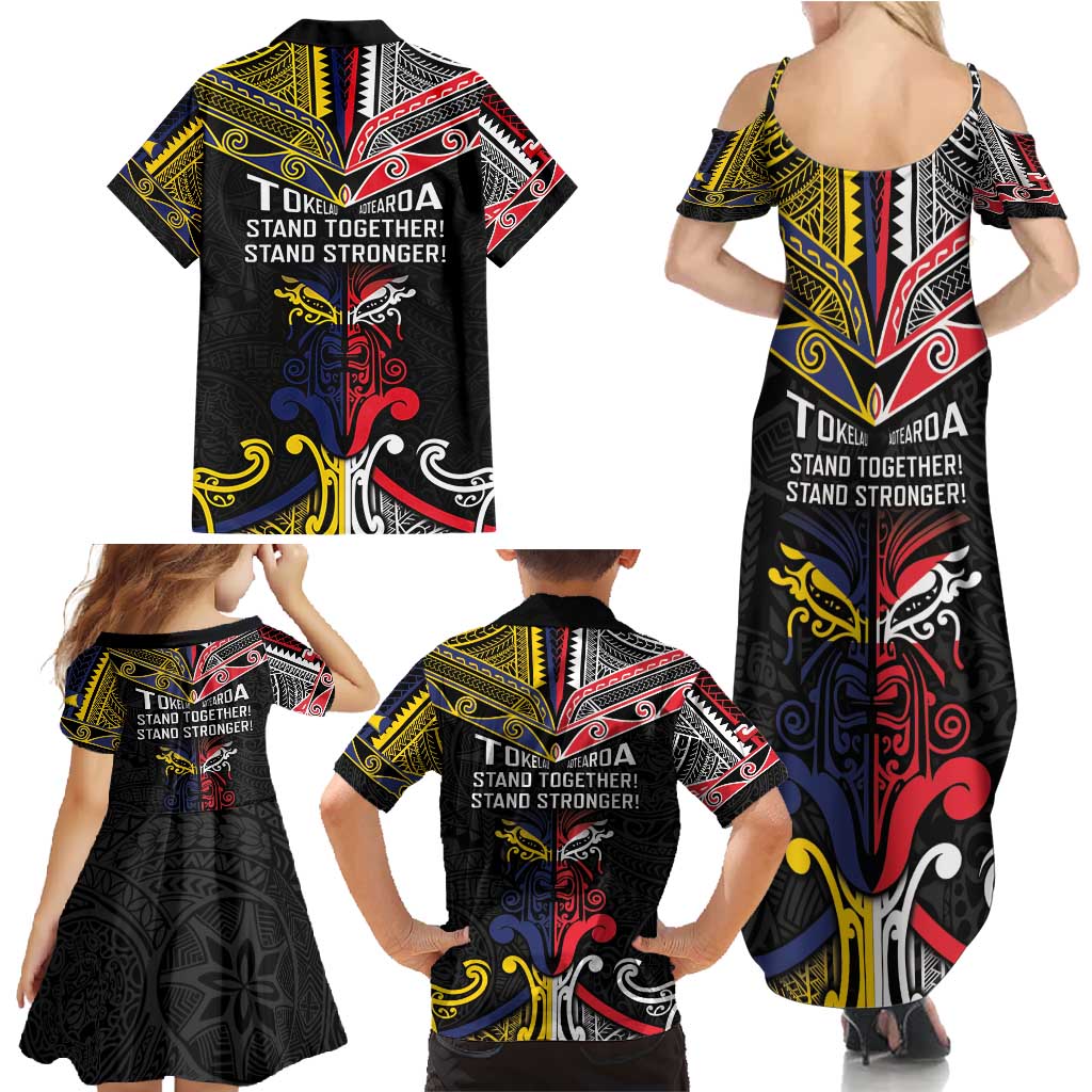 Tokelau And Aotearoa Family Matching Summer Maxi Dress and Hawaiian Shirt Together For Te Tiriti O Waitangi LT05 - Polynesian Pride